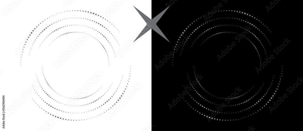 Poster abstract background with stars in circle. art design spiral as logo or icon. a black figure on a whi