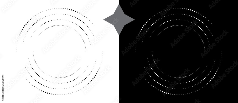 Poster abstract background with stars in circle. art design spiral as logo or icon. a black figure on a whi