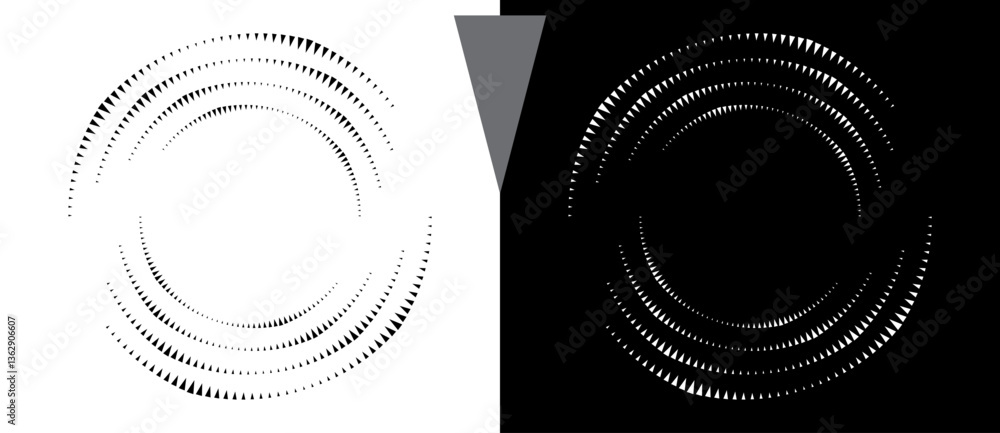 Poster abstract background with triangles in circle. art design spiral as logo or icon. a black figure on a