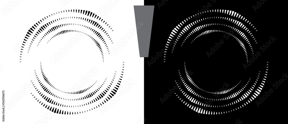 Fototapete spiral as background with quadrangles. circle design element or icon, logo. black shape on a white b