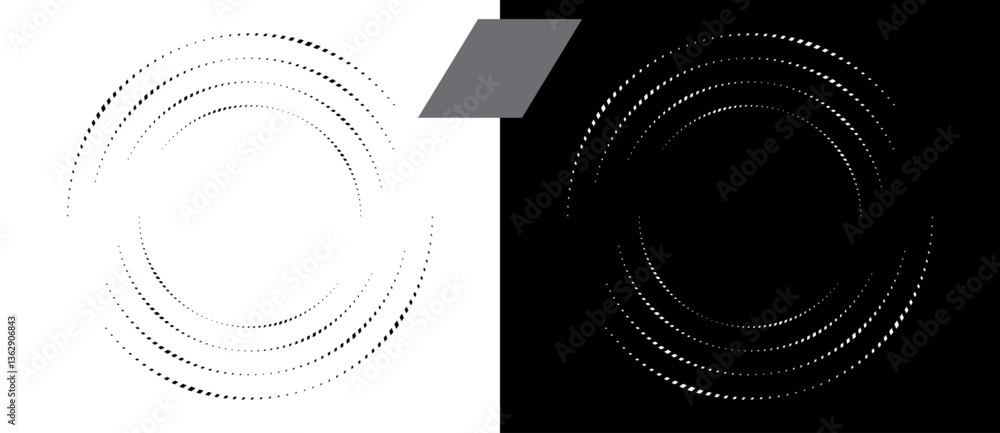 Poster abstract background with rhombuses in circle. art design spiral as logo or icon. a black figure on a