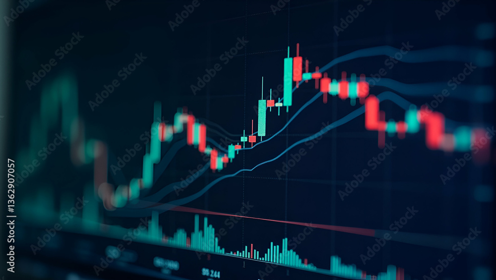 Aufkleber financial data analysis graph displaying forex and stock charts with a trading background concept as