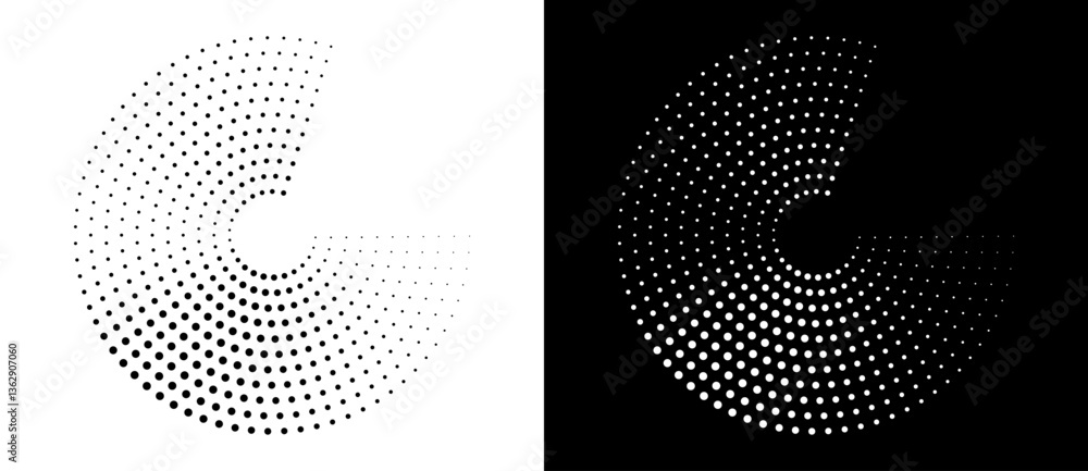 Fototapete modern abstract background. halftone dots in circle form. letter c like logo, icon or design element