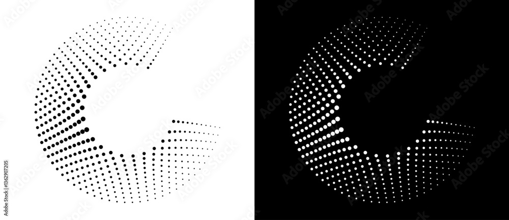 Fototapete modern abstract background. halftone dots in circle form. letter c like logo, icon or design element