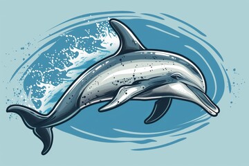 Fototapeta premium Playful dolphin leaps joyfully through the air in a dynamic display of aquatic agility and spirit
