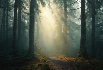 Obraz premium Misty Forest Scene