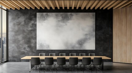 Modern Conference Room with Abstract Art, Interior Design Visualization AI Generated