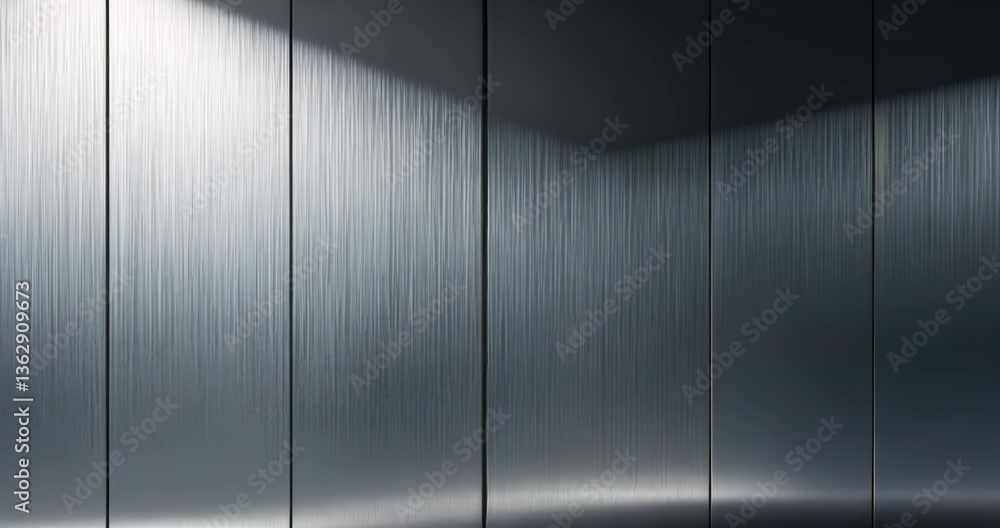 Poster brushed metal. high resolution and sharp at the edges. vertical grain accent on the left.