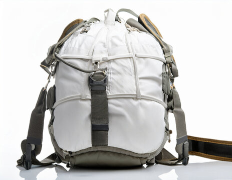 parachute backpack used by paratroopers isolated