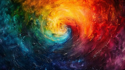 Fototapeta premium Swirling vortex of vibrant colors illustrating the intensity and complexity of human emotions with rich textures and patterns