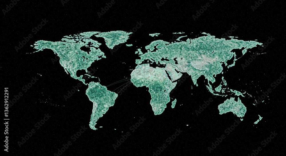 Poster global network visualization: a detailed 3d map of the world's interconnections