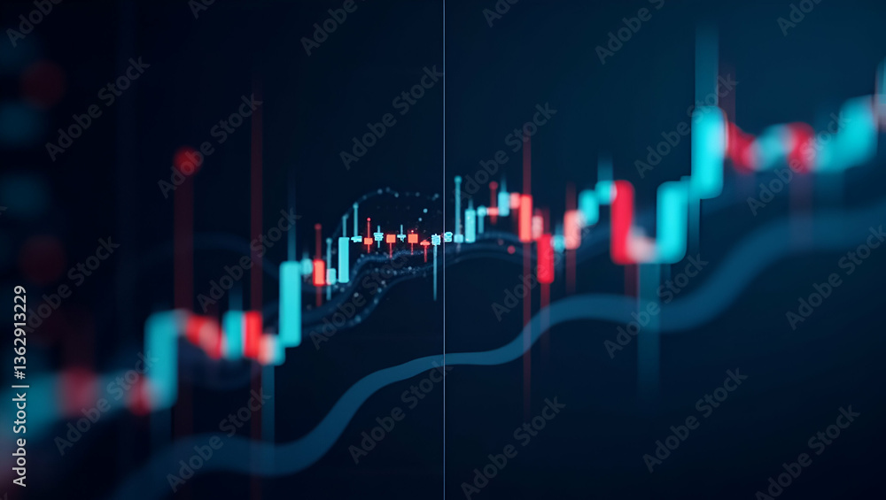 Poster understanding flat wireframe illustrations: visualizing bearish and bullish trends in technology tra