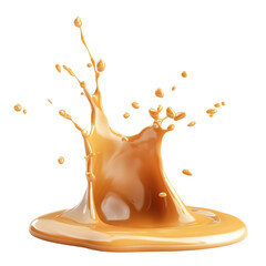 Melted caramel splash isolated on a white background.