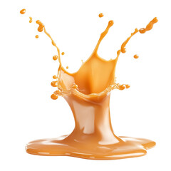 Melted caramel splash isolated on a white background.