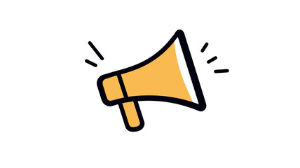 Stylized Yellow Megaphone Icon for Announcements and Advertising - Trendy Thin Line Vector for Marketing and Promotion Campaigns