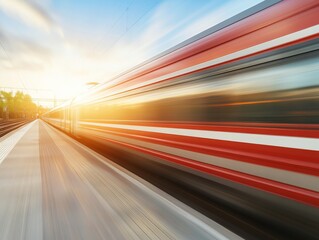 Obraz premium selective focus, a commuter train approaching the station