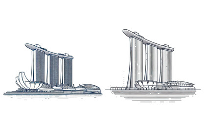 Architectural marvels of marina bay sands singapore sketch art urban landscape aesthetic perspective