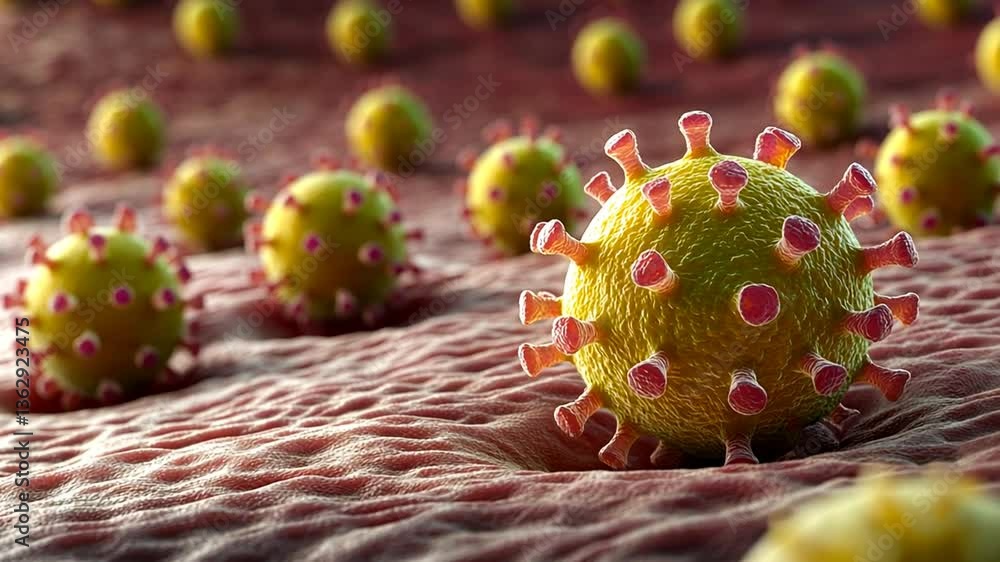 Poster visual representation of the coronavirus and its structure generative ai