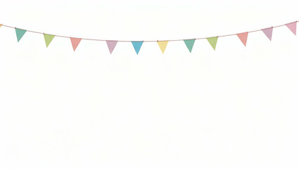 Colorful Triangular Flags Hanging on Strings Isolated on Transparent Background - Perfect for Festive Decorations and Creative Photo Stock Concepts with Ample Empty Space on the Left Side