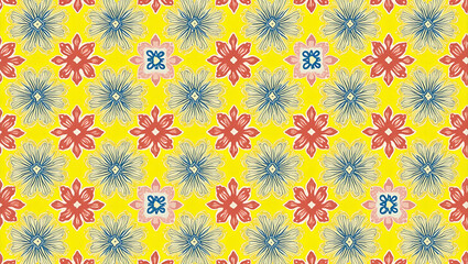 Exotic Bird of Paradise Flat Craft Symmetrical Tile Design: Vibrant Color Splash for Home Decor with Bold Petals in Cute Vector Illustration Style