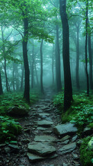 Obraz premium enchanted foggy forest