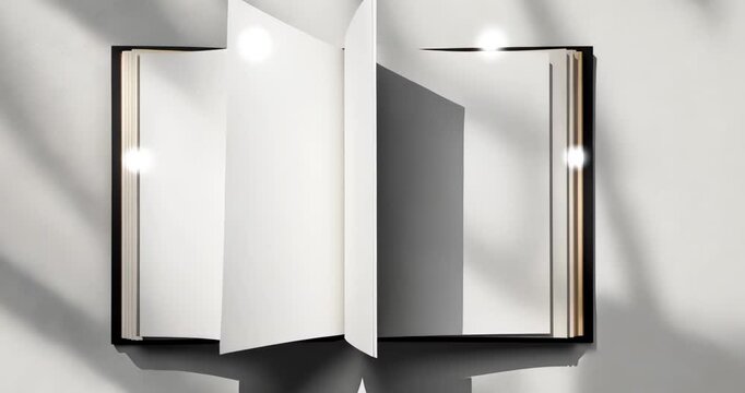 Blank magazine or brochure opened and isolated on white background. Top view of pages. Mockup template for your display.