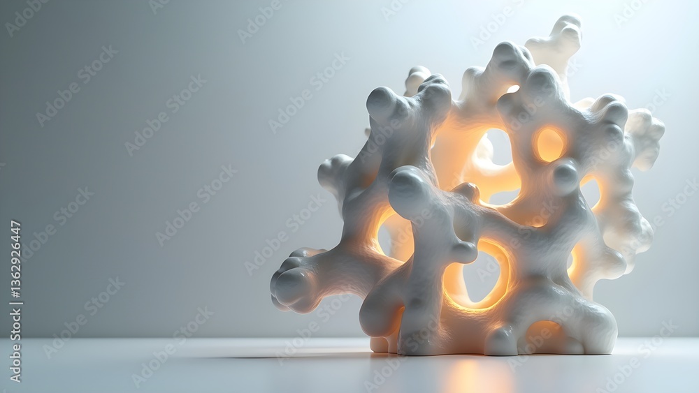 Poster abstract 3d render, modern design sculpture on a minimalist background, decorative element with an o