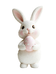 Fototapeta premium white rabbit bunny holding a easter egg isolated on white