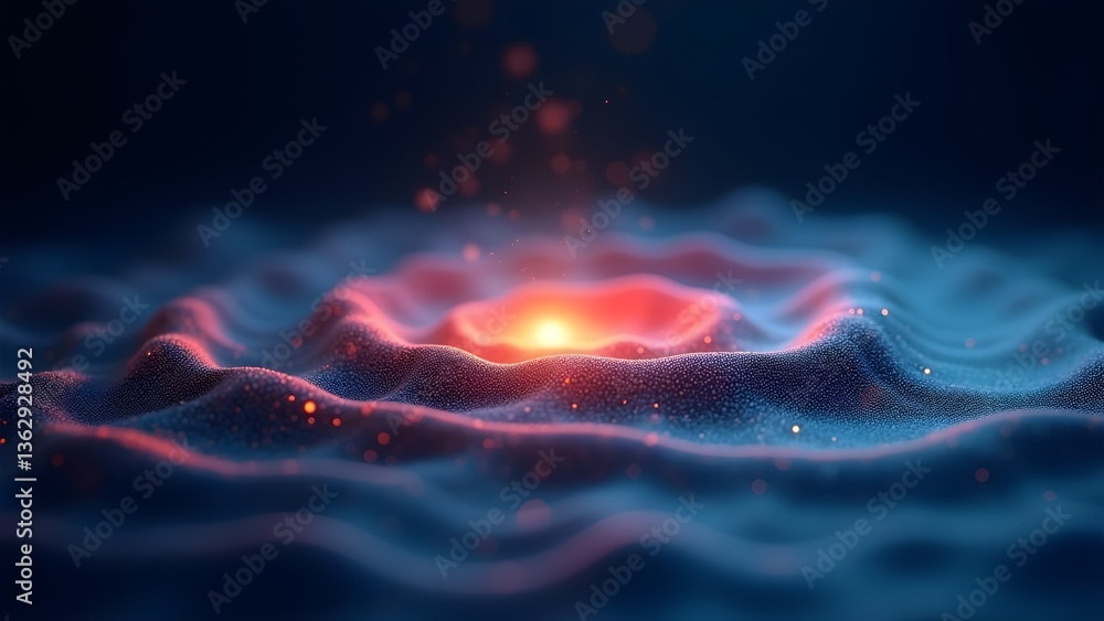 Poster abstract glowing ripples: futuristic wave background with sparkles and light effects.