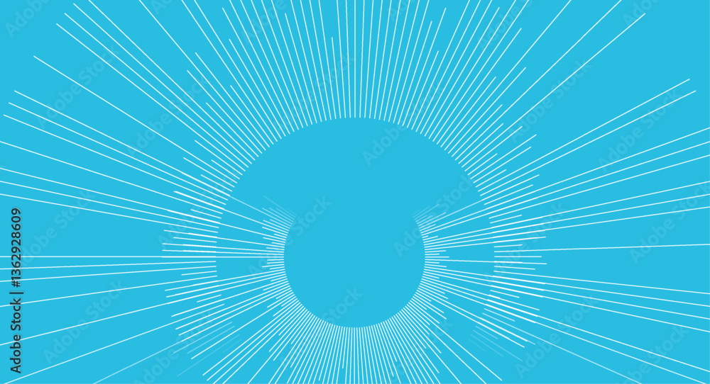 Leinwandbilder blue white minimal linear rays arranged in a circle abstract tech background. vector tech futuristic