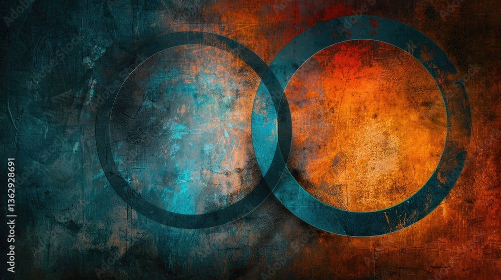Poster abstract circle geometric shapes effect on surface of digital cyber design express scene of cyberspa