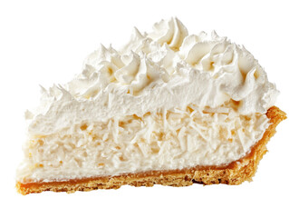 Isolated Whipped Cream Coconut Pie Slice