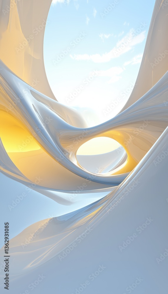 Poster a sleek, abstract design featuring smooth curves and light, creating a futuristic atmosphere.