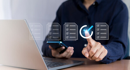 Quality Assurance, Standard Warranty ISO, businessman working with computer services, quality...