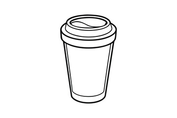 Line art drawing of a travel mug with a lid vector art illustration.eps