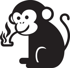 monkey head icon flat and minimal vector art illustration on a white background.
