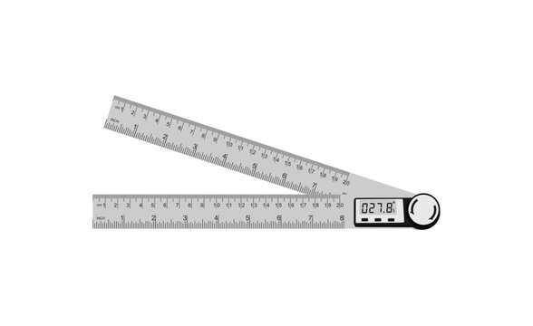 High-quality vector illustration of a digital protractor used for precise angle measurements in engineering and machining, realistic illustration isolated on white background