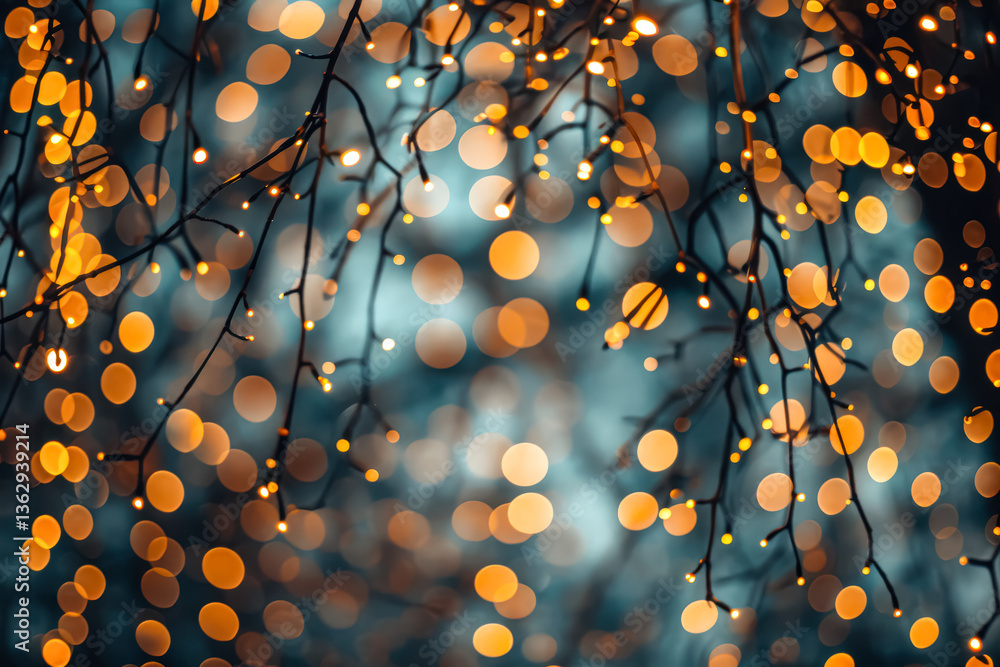 Poster tree with lights on it, creating a warm and cozy atmosphere. the lights are scattered throughout the
