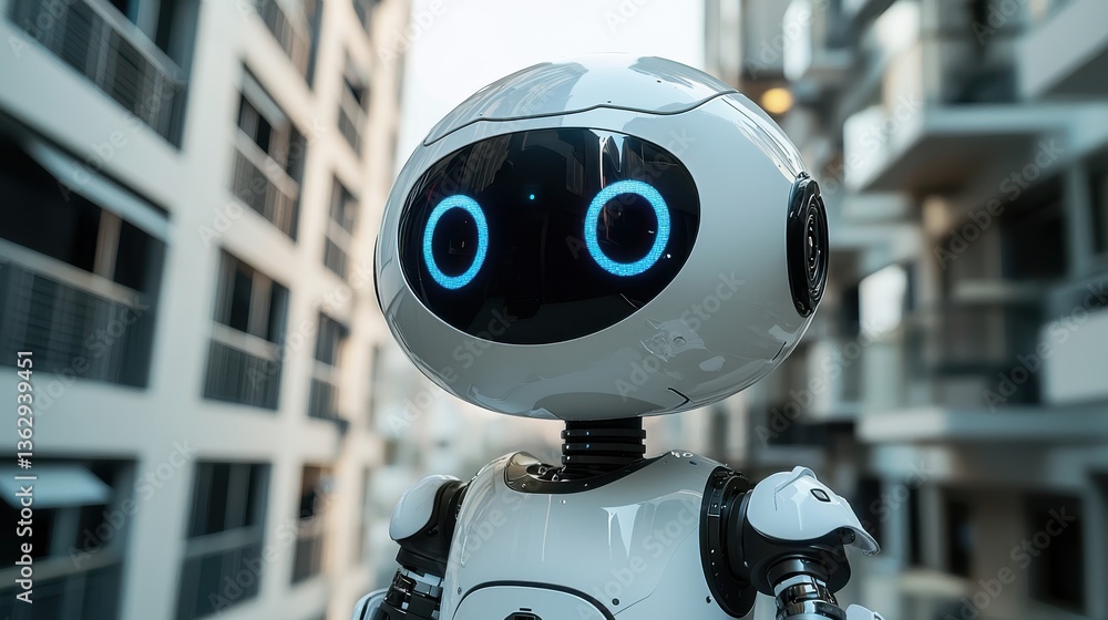 Poster ai robot with adaptive learning capabilities in modern urban environment