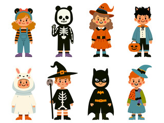 cute kids halloween costume set cartoon dressed up children bundle funny halloween costumes collection illustration clipart