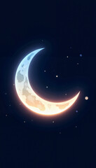 Fototapeta premium Mystical crescent moon glowing in dark space, celestial beauty