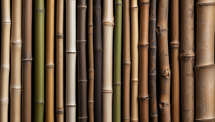 Bamboo texture in different lighting conditions.  Generative AI.