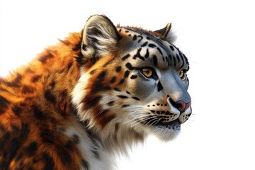 Fototapeta premium Majestic Tiger Portrait with Striking Features and Rich Textures Against a White Background