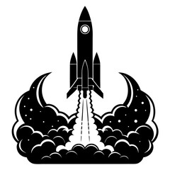 Rocket Launch Silhouette Vector