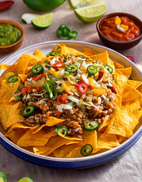 Nachos crujientes con frijoles refrito
