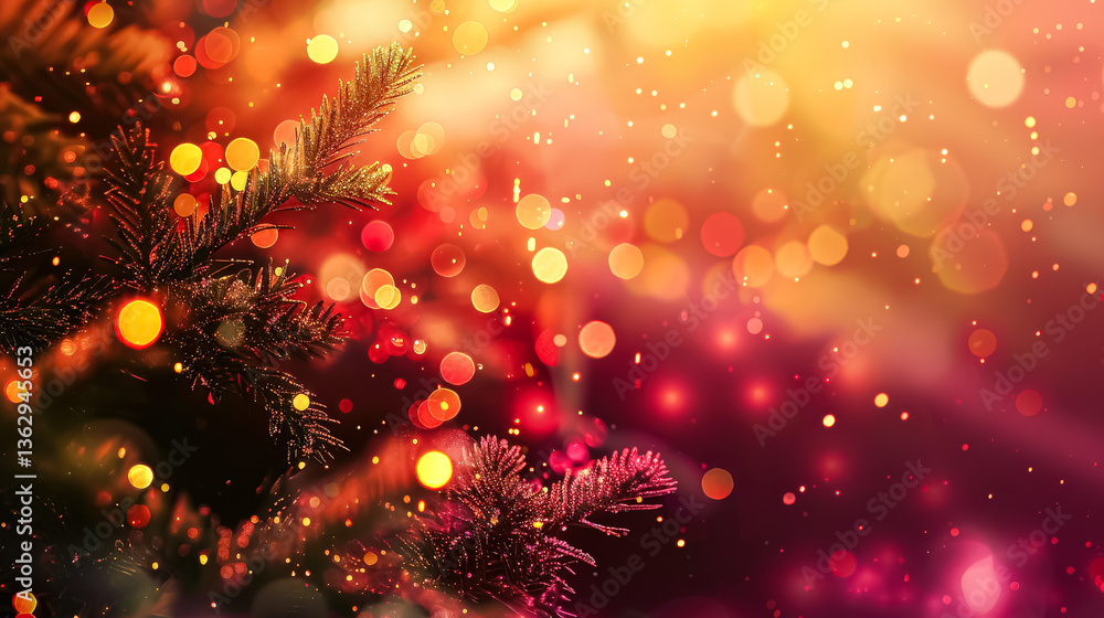 Poster tree with a lot of sparkles on it. the tree is surrounded by a lot of sparkles, which gives the imag