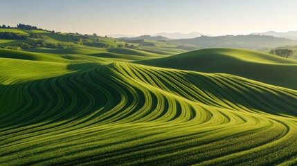 A field of crops growing on fertile well tended land.