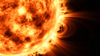 Close-up of the Sun, Solar protuberances, streams, flares, 