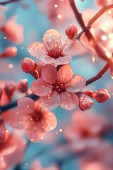 Pink blossoms with spring, bokeh, and garden.
