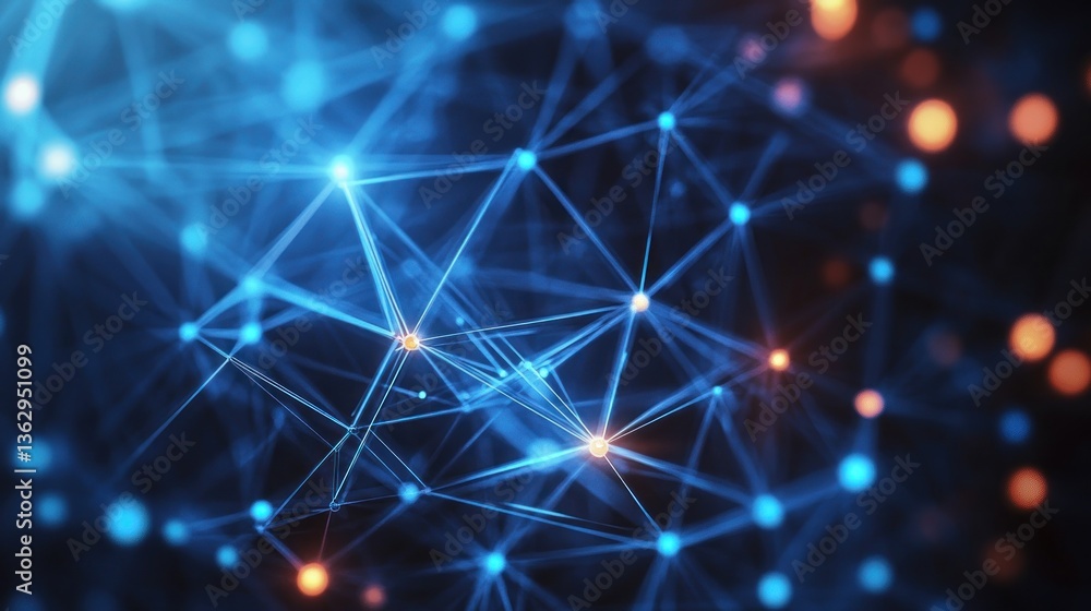 Poster abstract network visualization, interconnected nodes and global communication